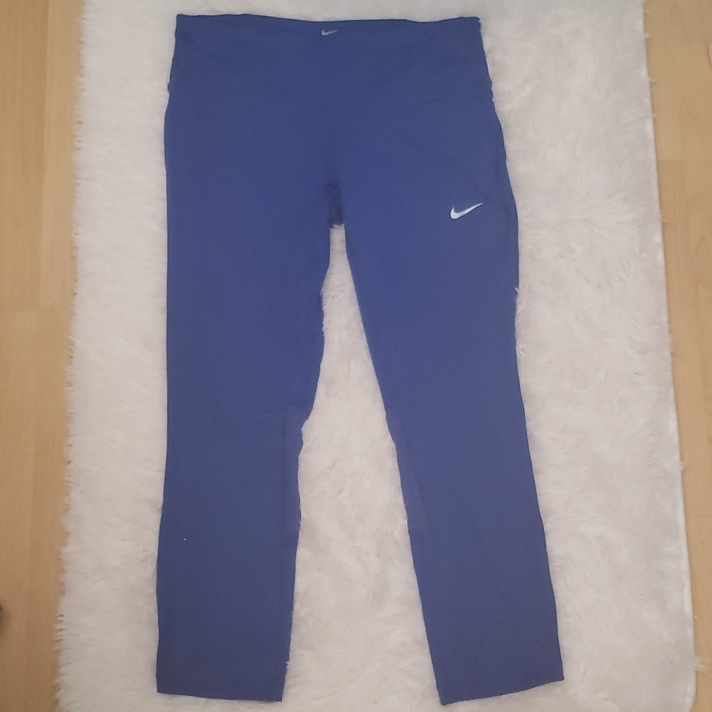 Nike Dri Fit Blue Mesh Cropped Capri Leggings